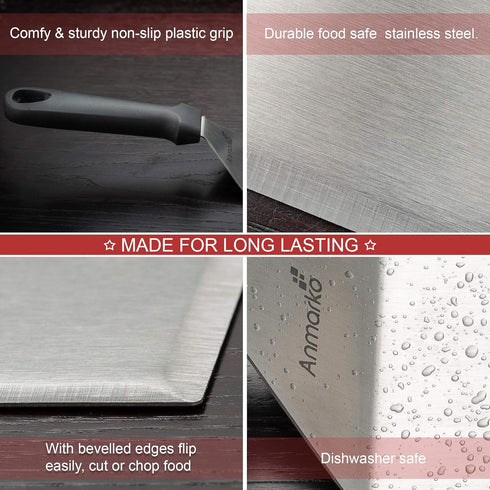 Professional Chef Griddle Spatulas Set of 3 - Heavy Duty Metal Spatula Stainless Steel and Scraper for Cast Iron BBQ