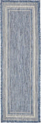 Unique Loom 2' x 6' Outdoor Border Collection Area Rug, Soft Border, Blue/Ivory Runner