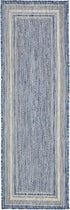 Unique Loom 2' x 6' Outdoor Border Collection Area Rug, Soft Border, Blue/Ivory Runner