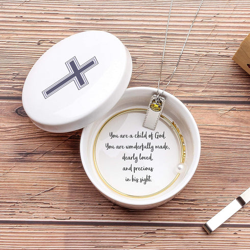 Keepsake First Communion Jewelry for Boys & Girls, Baptism Ceramic Box, Godparent Gift, Christening & Baby Shower