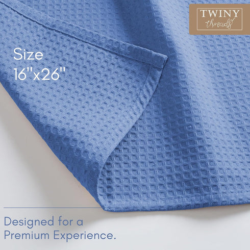 Set 12 100% (16 26 inches) TWINY threads of Cotton Solid Kitchen Towels with Hanging Loop X | Ultra Absorbent Dobby