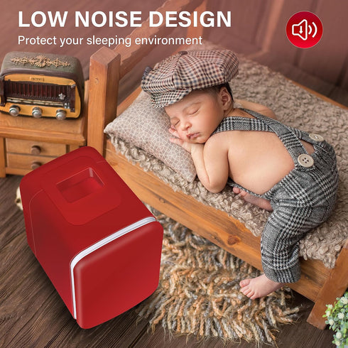 Simple Deluxe 4L Portable Mini Fridge, Compact Cooler & Warmer for Skincare, Food, Beverages, Red