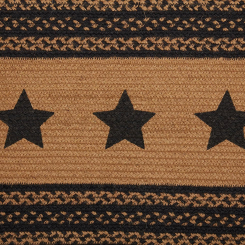 13"x36" VHC Brands Farmhouse Primitive Jute Black Textured Table Runner w/Stenciled Stars