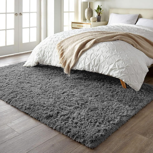 6x9 Ophanie Area Rugs, Upgrade Non-Slip Fluffy Soft Rugs for Living Room, Large Shag uzzy Plush Rug, Medium Gray Shaggy