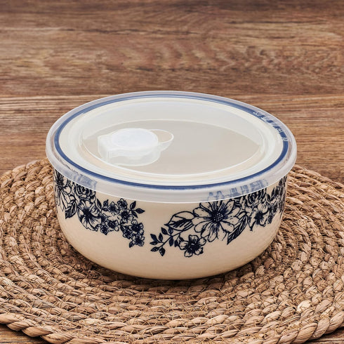 Pfaltzgraff Gabriela Storage Bowls, 6 inch, Blue and White Design for Kitchen Storage