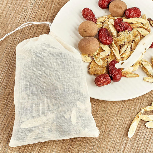 TUZAZO 24 Pack Reusable Tea Bags, Drawstring Muslin Bags, Spice Bags, Cheesecloth Bags for Cooking, 4 x 6 inch