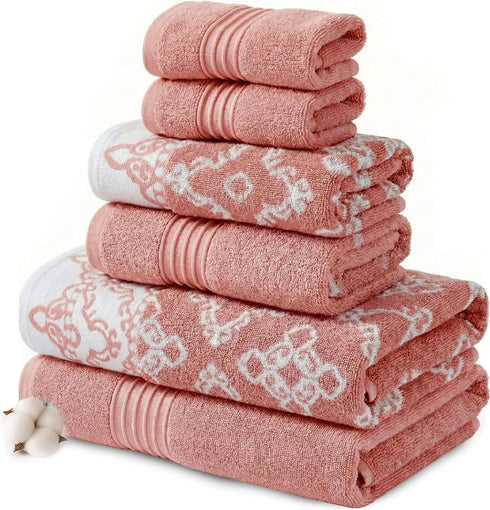 Modern Threads Charlize 6-Piece 100% Cotton Towel Set Reversible Yarn Dyed Jacquard