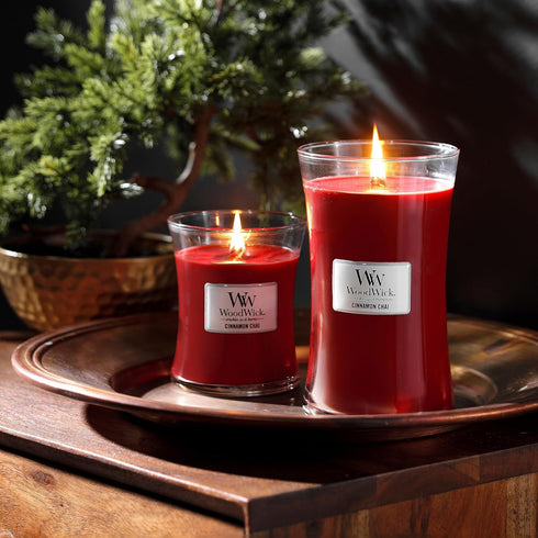 WoodWick Medium Hourglass Scented Candle, Cinnamon Chai, with Crackling Wick, Burn Time: Up to 60 Hours