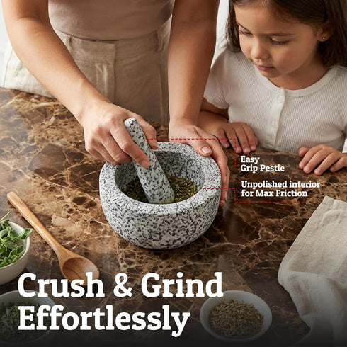 Set, 4 Priority Chef Heavy Duty Extra Large Mortar and Pestle Cup, Hand Carved from Natural Granite, Make Fresh