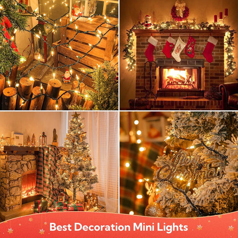 oopswow Lights,100 Count (23 White Christmas Clear Mini Lights Incandescent Christmas Tree String Lights, Connectable