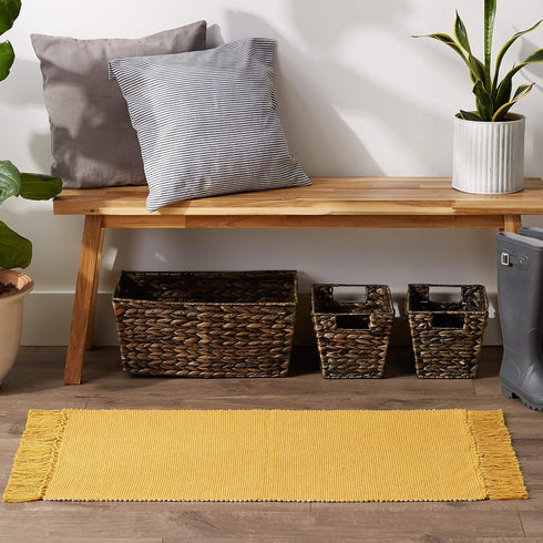DII Woven Rugs Collection Ribbed Reversible Cotton, 2x3', Honey Gold & Off-White by DII