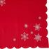 Violet Linen Embroidered Red Christmas Table Topper, 36" Square, Snowflakes