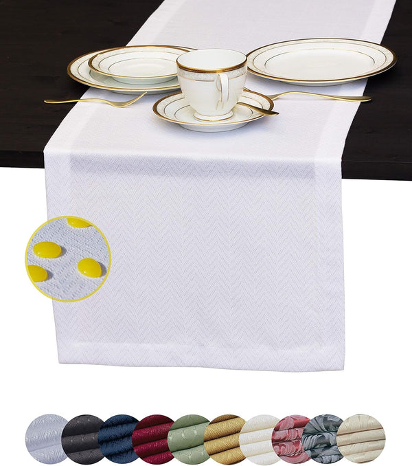 Akutana White Table Runner 36 inch, Waterproof Dresser Scarf, Outdoor Coffee Table Runner,