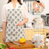 Tosewever 2 Pieces Cotton Linen Waterproof Bib Apron, Unisex Cooking Kitchen Aprons with 2 Pockets (Triangle/Tree, 2)
