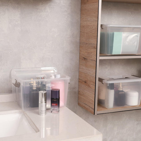 Citylife 6 Packs 6 QT Plastic Storage Bins - Clear Storage Box with Latching Lids, Stackable Containers for Organizing