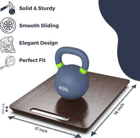 Ibyx Elegant Sliding Tray for Coffee Maker & Heavy Kitchen Appliances - Sturdy, Brown, Large (12” x 16”)