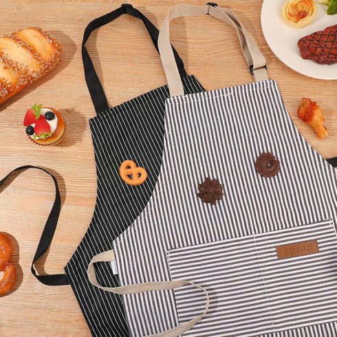 Stripes Kids Cooking Apron, Adjustable Kids Apron with 2 Pockets for Boys and Girls