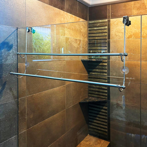 Insieme Extra Wide Over The Door Towel Rack - Two Tier Towel Hanger for 36 inch Door or Shower Wall