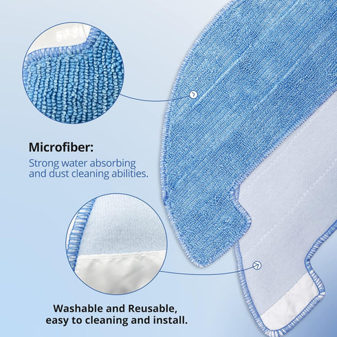 Smilefil 4pcs Replacement Mop Cloths for Coredy R750, R500, R550(R500+), R580, G800, G850 Robot Vacuum Cleaner