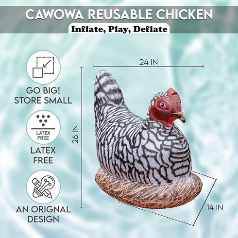 Cawowa Inflatable Chicken, Decorations for Birthday Party Supplies Toy, Wild West Farm Theme Gifts, Blow Up Hen Decor