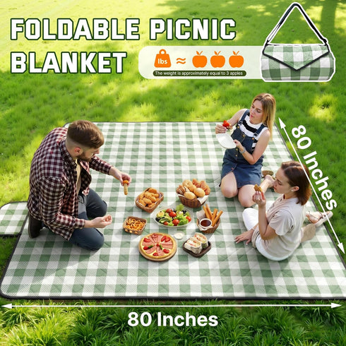TigeJoy 80''x80'', Extra Large Picnic Blanket Waterproof Foldable Outdoor Picnic Mat Beach Blanket Sandproof for Park