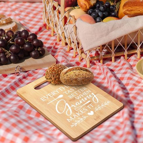 Granny Gifts Bamboo Cutting Board - Everything Tastes Better When Granny Makes It, Kitchen Decor, Gift for Granny