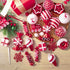 Set, 70 Christmas Tree Ball Ornaments ct Classical Red White Candy Train Theme Xmas Assorted Ornaments, Shatterproof