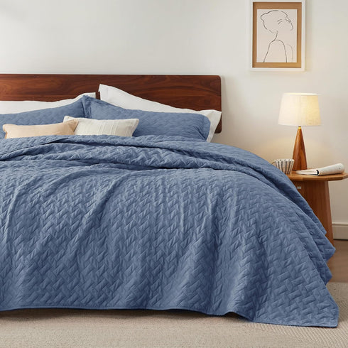 Set, Set 1 (68" 86") Bedsure Quilts Twin Size - Lightweight Bedspreads Twin Size with Basket Weave Pattern, Soft Quilt