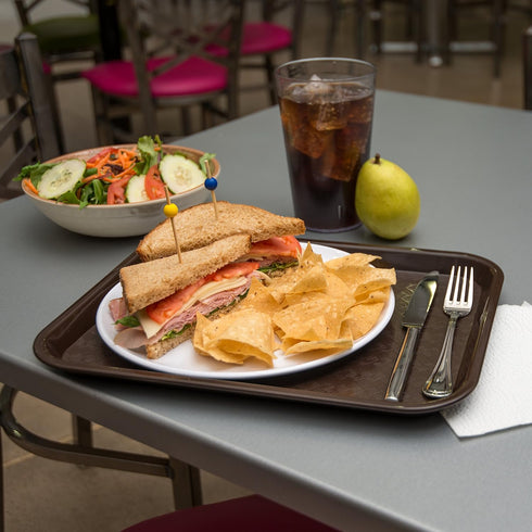Carlisle FoodService Products Cafe Food Tray, 10 x 14 Inches, Chocolate, Plastic Cafeteria Tray
