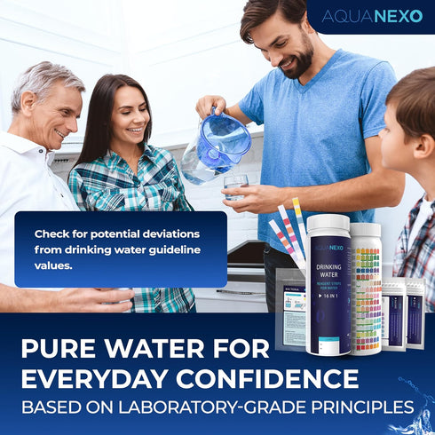 AQUANEXO 21 125 20 2 Parameters, + Drinking Water Test Strips + x Coliform Bacteria Test, pH Test Strips, Water Tester