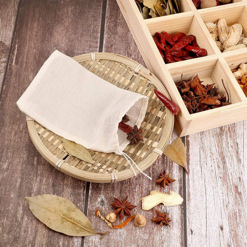 Boao 24 Pieces Spice Bags for Cooking - Reusable Empty Tea Bags, Drawstring Muslin Bags (3 x 4 Inch)