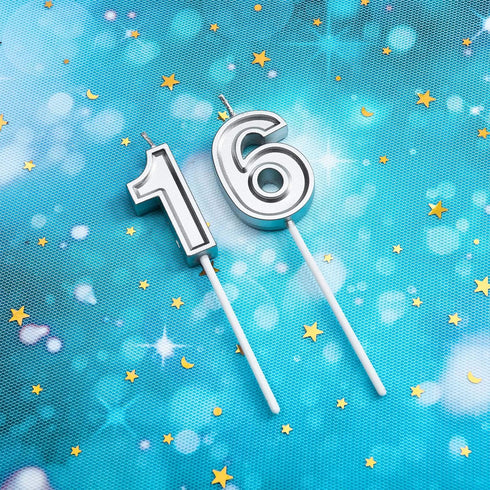 16th Birthday Candles - Happy Birthday Cake Numeral Candles Topper Decoration for Wedding Anniversary