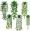 Der Rose 6Pcs Fake Hanging Plants Artificial Vines Faux Hanging Plants Indoor