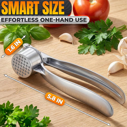 37 Stainless Steel Garlic Press - Ginger Mincer with Built-In Studs for Maximum Extraction, for Garlic, Ginger and Soft