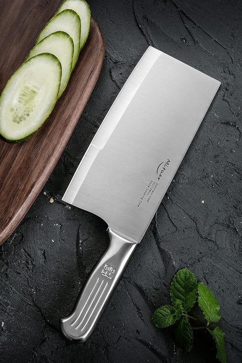 Meat Cleaver 7 inch Butcher Knife, Stainless Steel Chinese Chef Knife for Restaurants and Home