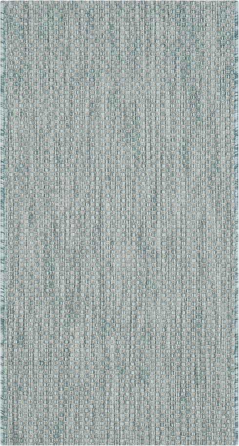 SAFAVIEH Courtyard Collection 2' x 3'7" Aqua/Grey CY8521 Indoor/Outdoor Waterproof Accent Rug for Patio and Mudroom
