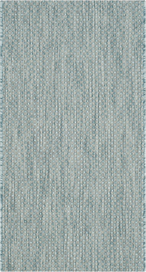 SAFAVIEH Courtyard Collection 2' x 3'7" Aqua/Grey CY8521 Indoor/Outdoor Waterproof Accent Rug for Patio and Mudroom