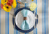 DII PVC Tabletop Collection Woven Indoor/Outdoor Round Placemat Set, Nautical Blue, 6 Piece, 13.75"
