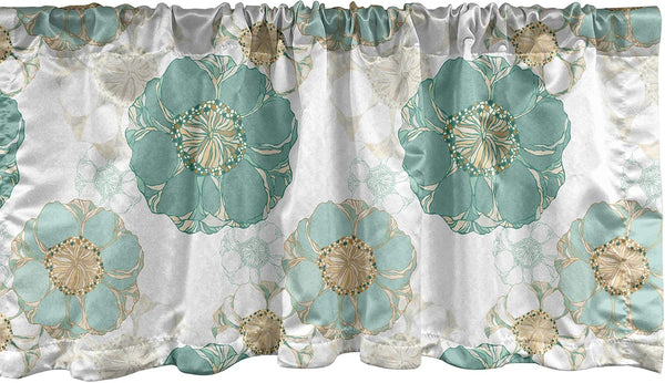 Lunarable Floral Window Valance, Vintage Style Curtain Valance for Kitchen Bedroom Decor with Rod Pocket, 54" X 18",