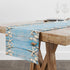 Summer Beach Table Runner - Beach Theme Cotton Linen Dresser Scarves with Seashells, Starfish, Rustic Wood Decor (13x72