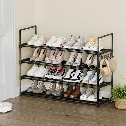 Saincustom 4-Tier Closet 4 Shoe Rack - Shoe Organizer with Adjustable Shelf Height, Sturdy Shoe Storage Shelf, Perfect