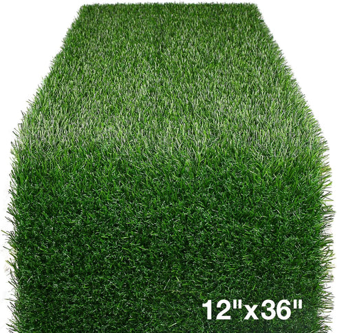 XLX TURF 12 x 36 Inches Artificial Grass Table Runner - Green Fake Grass Turf for Golf Football Party Decorations,