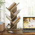 Hoctieon 4 Tier Tree Bookshelf, Modern Free Standing Bookcase, Utility Organizer Shelves for Home Office, Greige