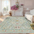 Green Floral Rug for Girls,5x7 Washable Botanical Bedroom Rug for Nursery, Playroom