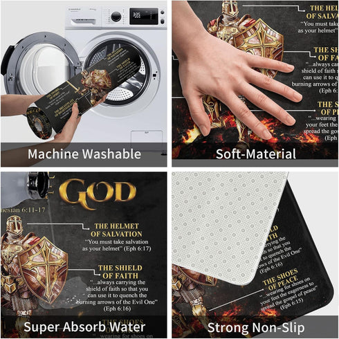 Welcome Door Mats Armor of God Knight Poster Rugs - Indoor Floor Greeting Doormat for Kitchen Bedroom 16x24 inch