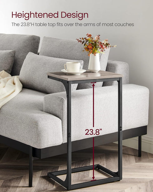 ULET353B02 VASAGLE C-Shaped End Table, Side Table for Sofa, Couch Table with Metal Frame, Small TV Tray Table