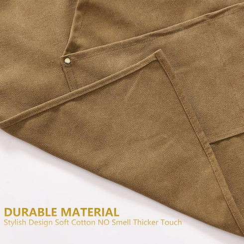 Canvas Aprons for Men, Heavy Duty Chef Work Apron with Large Pockets - 16oz Cross Back, BBQ, Cooking