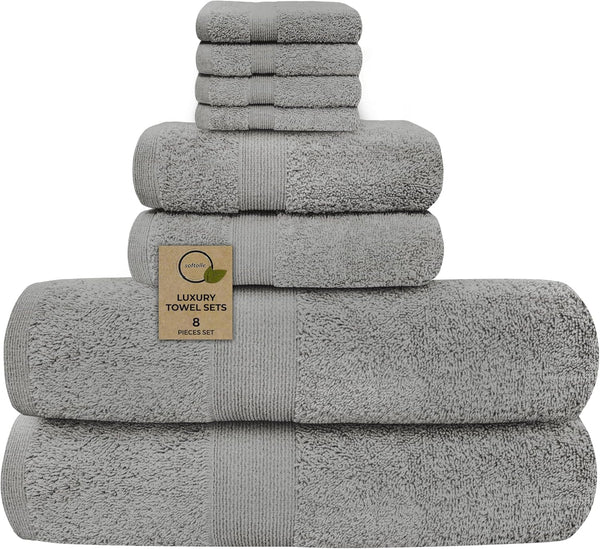 Softolle Luxury 8 Piece Towel Set, 2 Bath Towels 2 Hand Towels