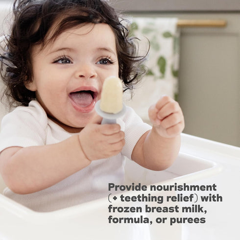4 Set ezpz Tiny Pops (Blush) - Months+ - Popsicle Mold with Two Wands for Infants - Baby-Led Weaning + Teething
