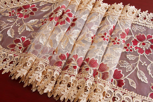 Grelucgo Small Short Burgundy Lace Doily Table Runners Dresser Scarves (13 x 36 inch)